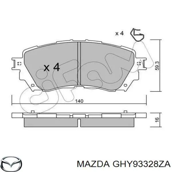 GHY93328ZA Mazda pastillas de freno delanteras