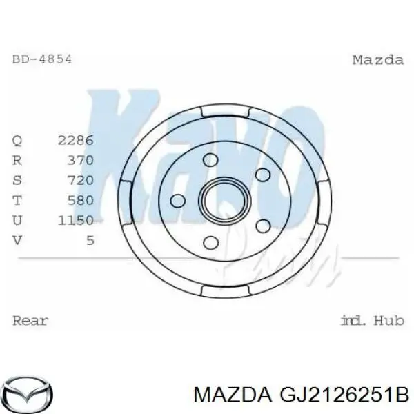 GJ2126251B Mazda freno de tambor trasero