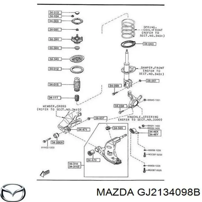 Tornillo de fijación de la rótula de suspensión delantera al muñón Mazda GJ2134098A precio, desde 4,86 EUR