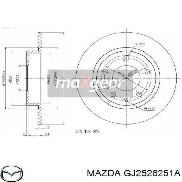GJ2526251A Mazda disco de freno trasero