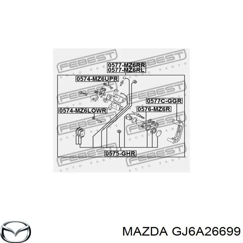 Pasador guía superior de la pinza de freno trasera Mazda GJ6A26699 precio, desde 7,86 EUR