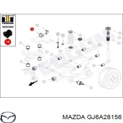 Comprar GJ6A28156 Mazda Buje de barra estabilizadora trasera