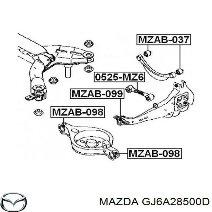 Comprar GJ6A28500D Mazda Barra transversal de la suspensión trasera