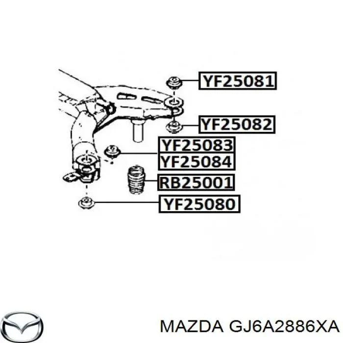 GJ6A2886XA Mazda suspensión, cuerpo del eje trasero