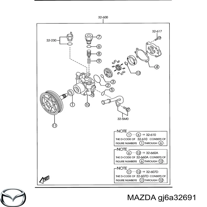 Tapa de depósito de bomba de dirección hidráulica MAZDA GJ6A32691