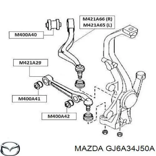 GJ6A34J50A Mazda barra oscilante, suspensión de ruedas delantera, inferior izquierda