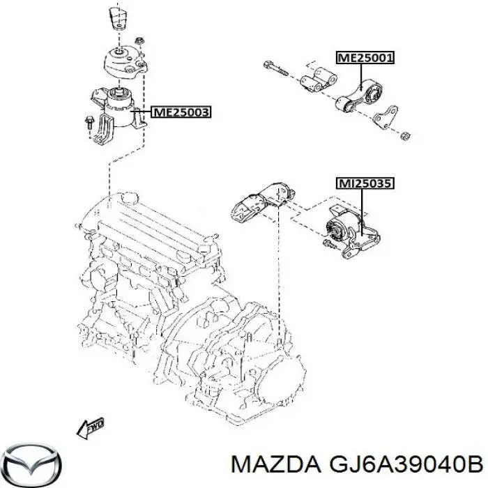 Comprar GJ6A39040B Mazda Soporte de motor trasero