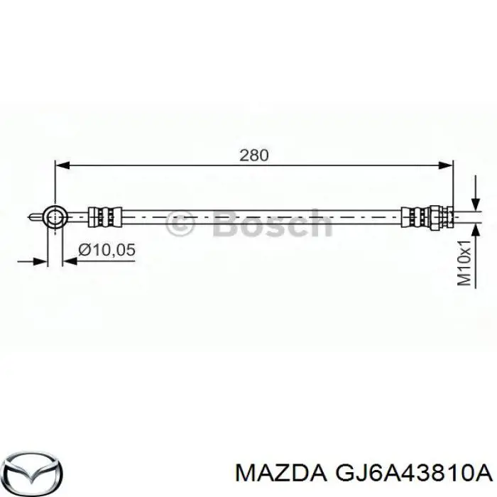 GJ6A43810A Mazda latiguillo de freno trasero