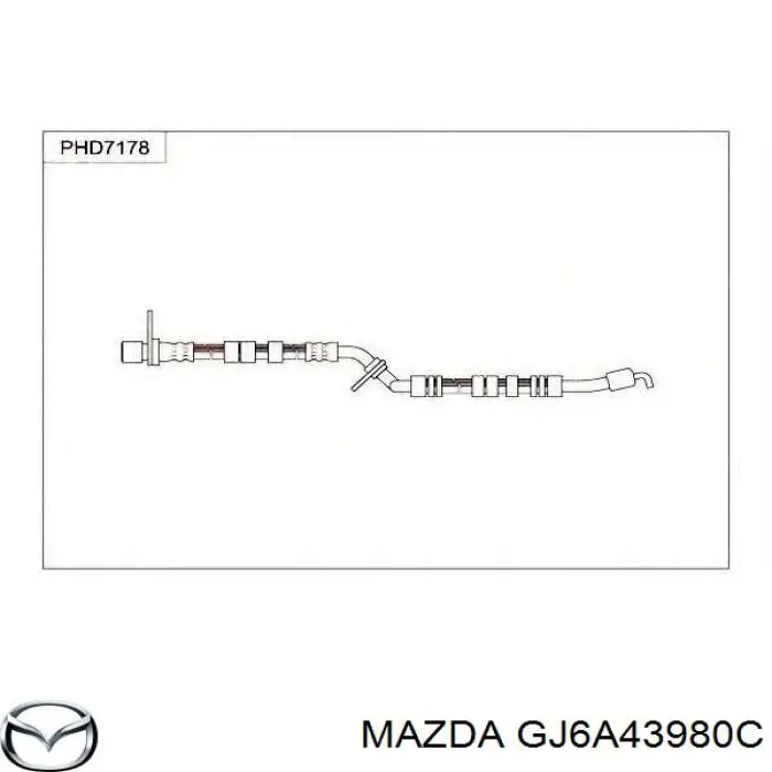 GJ6A43980C Mazda latiguillos de freno delantero derecho