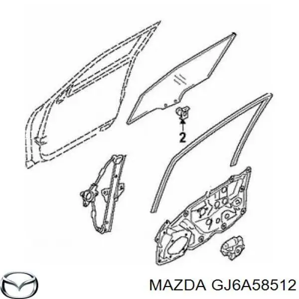 Fijador de cristal lateral GJ6A58512 Mazda
