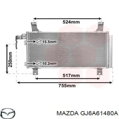 GJ6A61480A Mazda Radiador de aire acondicionado