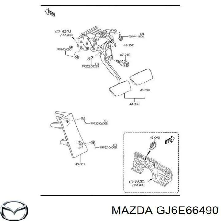 GJ6E66490 Mazda interruptor luz de freno