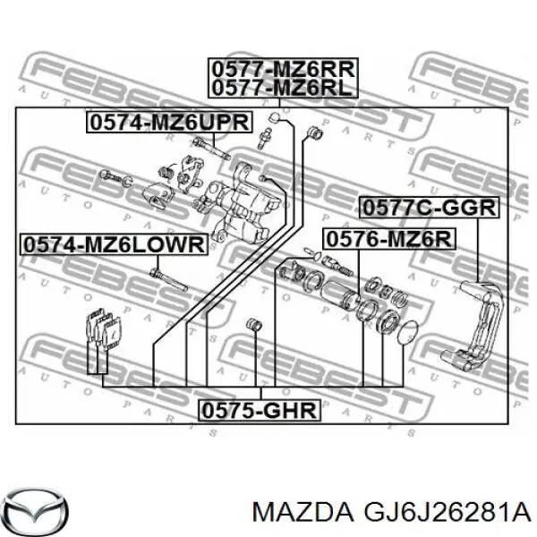 GJ6J26281A Mazda soporte, pinza de freno trasera