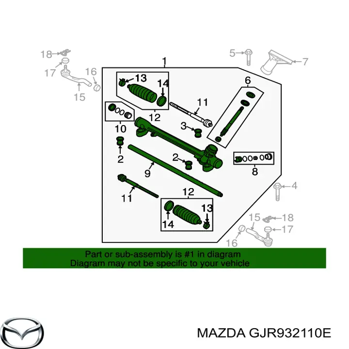 GHT232110B Mazda cremallera de dirección