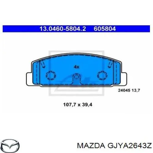 Comprar GJYA2643Z Mazda Pastillas de freno traseras