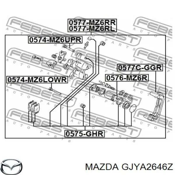 Juego de reparación, pinza de freno trasero para Mazda 6 (GG)