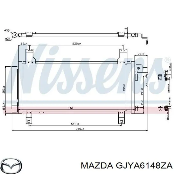 GJYA6148ZA Mazda Radiador de aire acondicionado