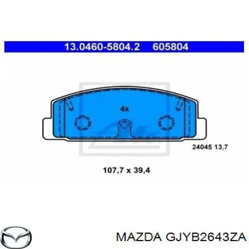 Pastillas traseras Mazda GJYB2643ZA