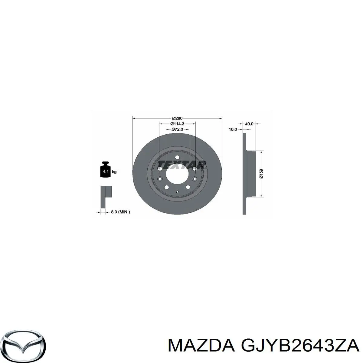 Pastillas de freno traseras GJYB2643ZA Mazda