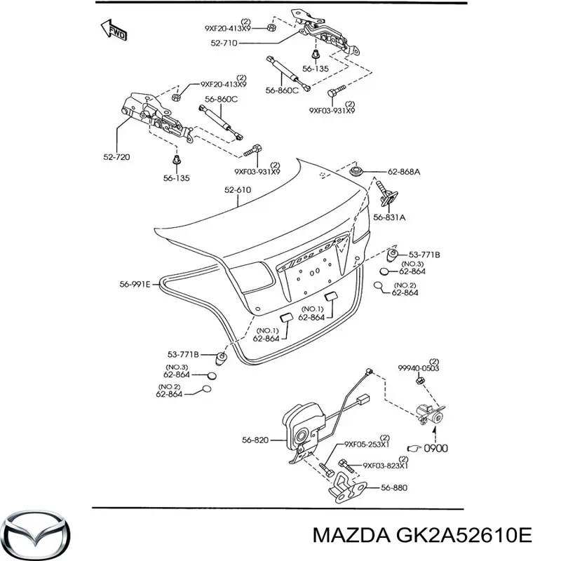 GK2A52610E Mazda tapa del maletero