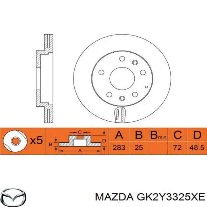 GK2Y3325XE Mazda disco de freno delantero