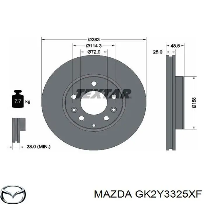 GK2Y3325XF Mazda freno de disco delantero