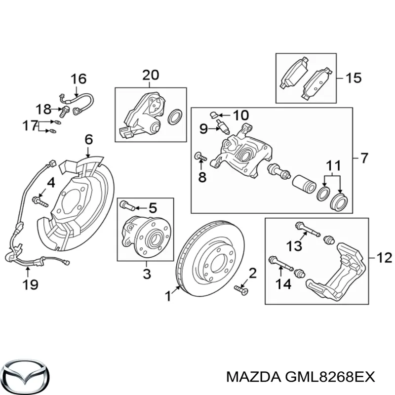Motor del accionamiento de la pinza de freno trasera para Mazda 6 (GJ, GL)