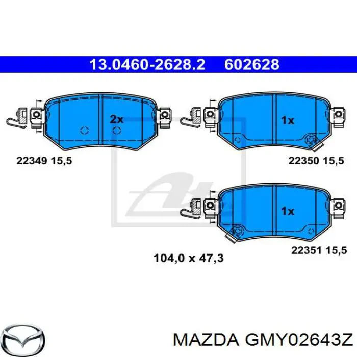 GMY02643Z Mazda Pastillas freno traseras