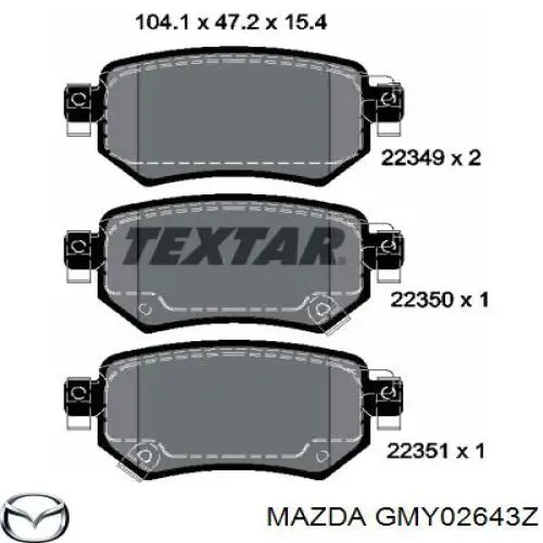 Comprar GMY02643Z Mazda Pastillas de freno traseras