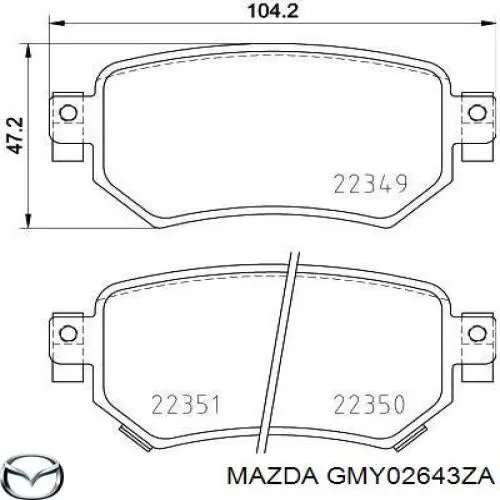 Pastillas traseras de freno Mazda GMY02643ZA precio, desde 34,01 EUR