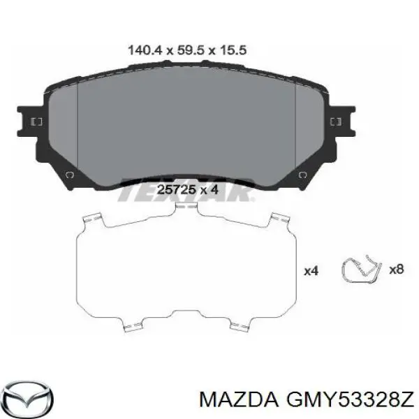 GMY53328Z Mazda pastillas de freno delanteras