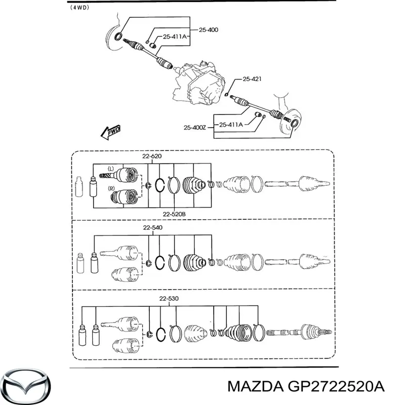 GP2722520A Mazda Junta homocinética interna delantera derecha