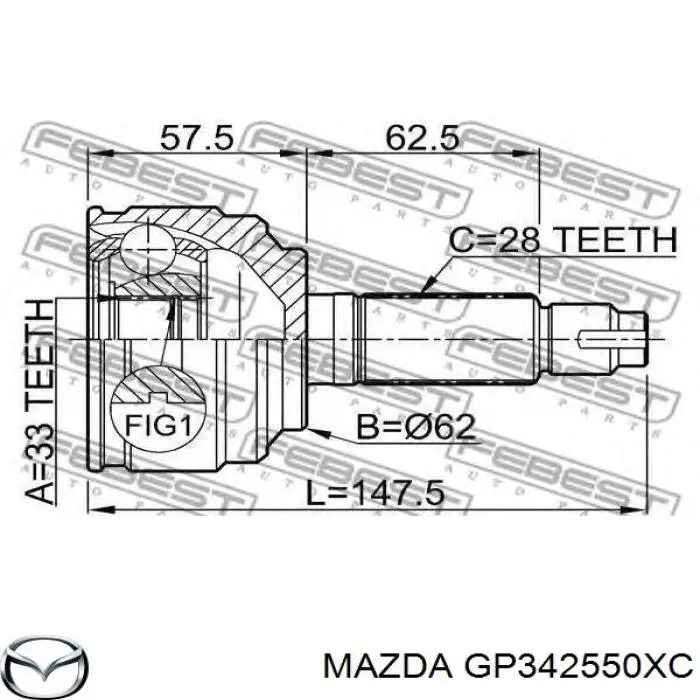 Árbol de transmisión delantero derecho para Mazda 6 (GH)