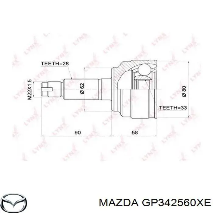 GP342560XE Mazda árbol de transmisión delantero izquierdo