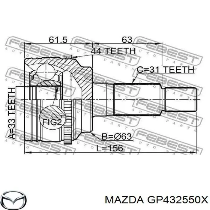 GP432550X Mazda Semieje delantero derecho