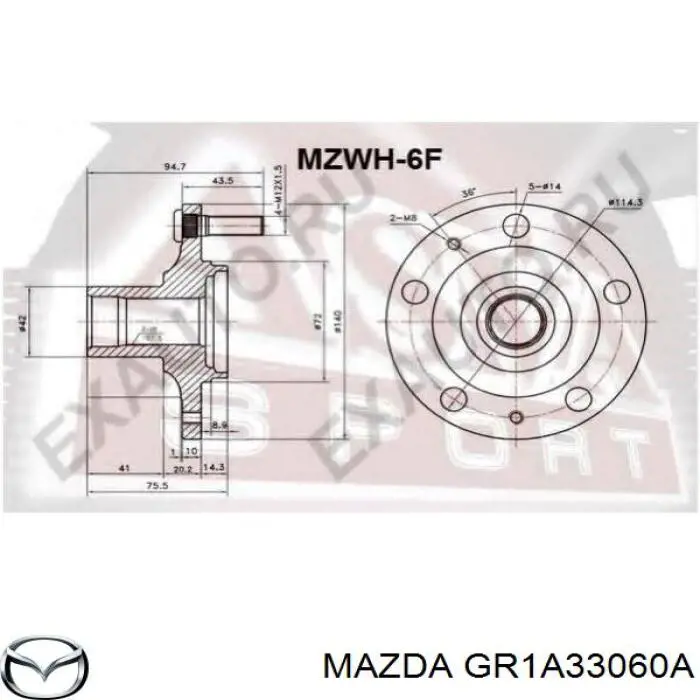 GR1A33060A Mazda cubo de rueda delantero