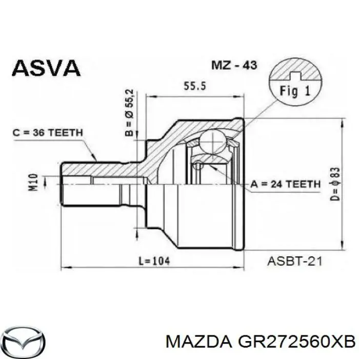 GR272560XB Mazda junta homocinética exterior delantera