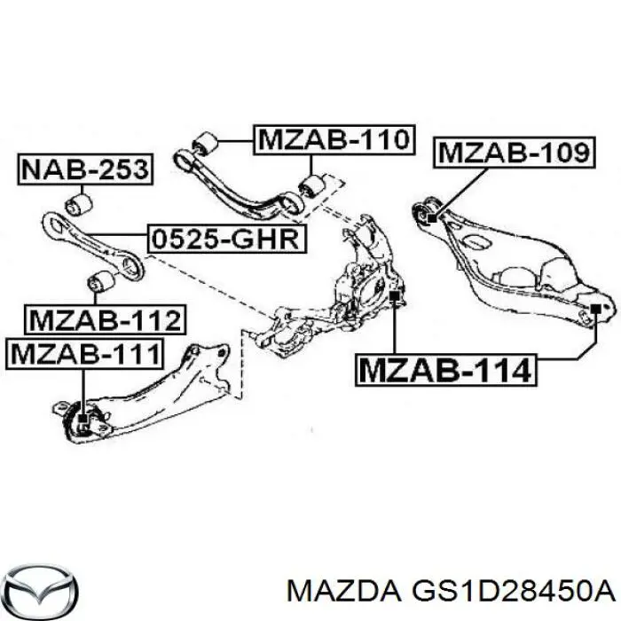 GS1D28450A Mazda silentblock de brazo de suspensión trasero superior