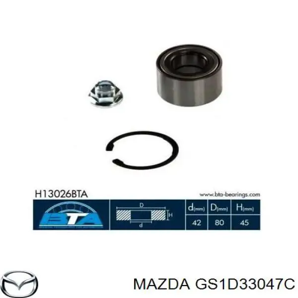 GS1D33047C Mazda cojinete de rueda delantero
