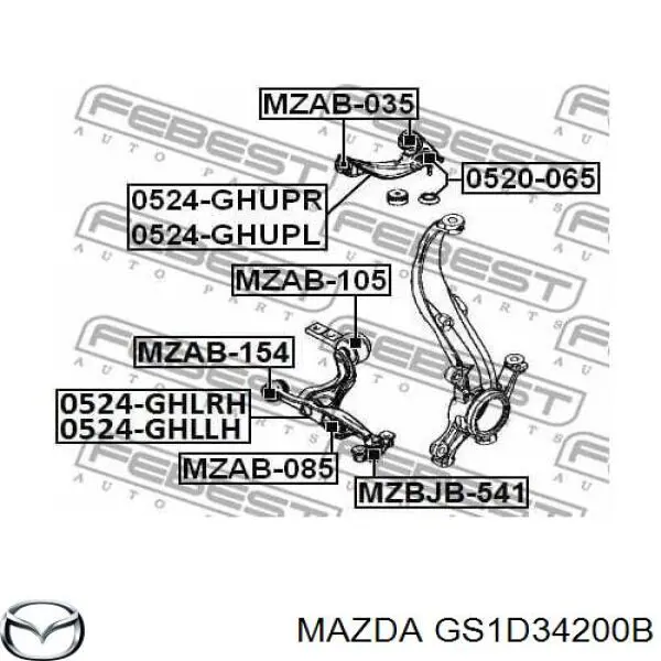 Comprar GS1D34200B Mazda Brazo superior derecho de la suspensión delantera