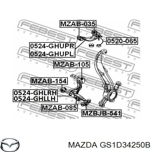 GS1D34250B Mazda barra oscilante, suspensión de ruedas delantera, superior izquierda