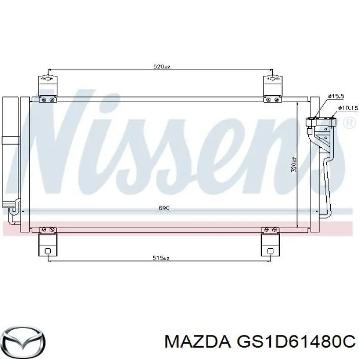 GS1D61480C Mazda condensador aire acondicionado