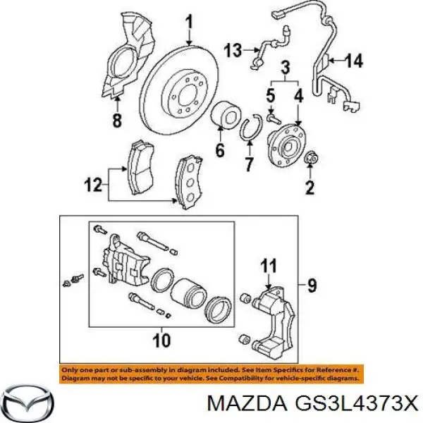 GS3L4373X Mazda sensor abs delantero izquierdo