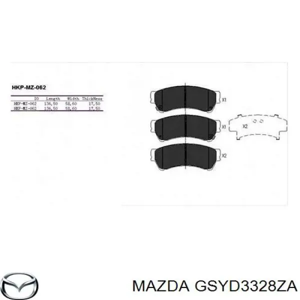 GSYD3328ZA Mazda pastillas de freno delanteras