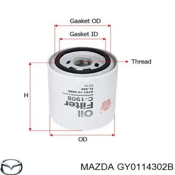 GY0114302B Mazda filtro de aceite