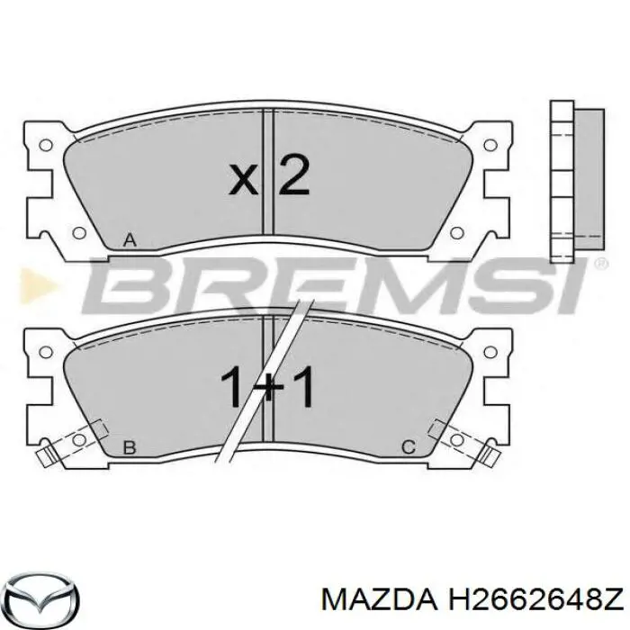 H2662648Z Mazda pastillas de freno traseras