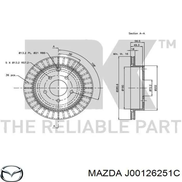 Disco de freno, eje trasero para Mazda MPV (LV)