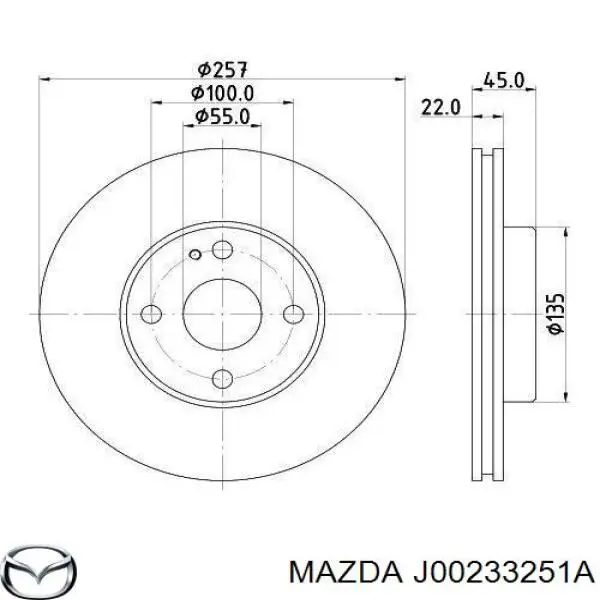 J00233251A Mazda disco de freno delantero