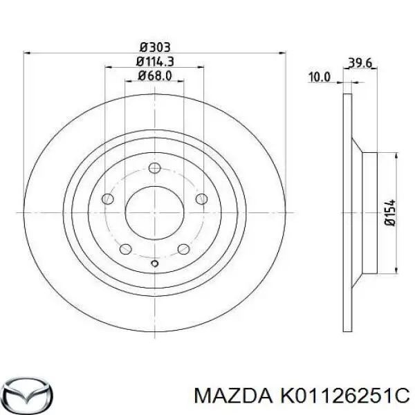 Disco de freno trasero Mazda K01126251C precio, desde 32,26 EUR