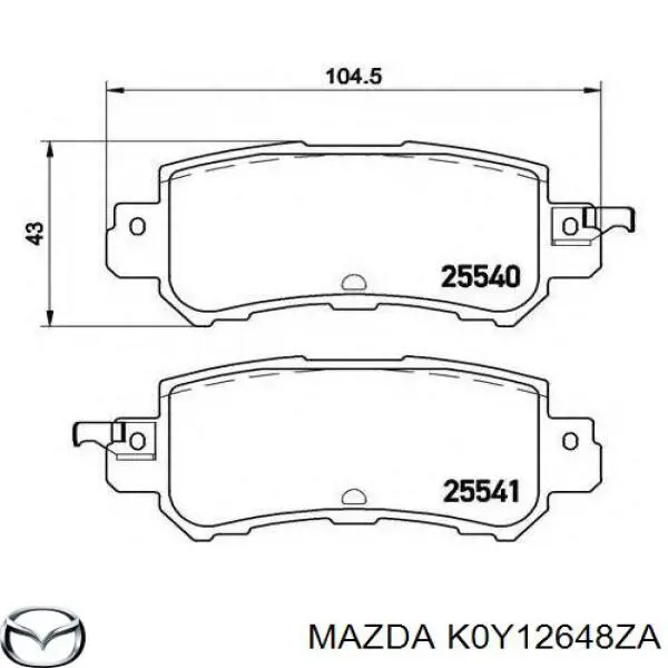 K0Y12648ZA Mazda pastillas de freno traseras